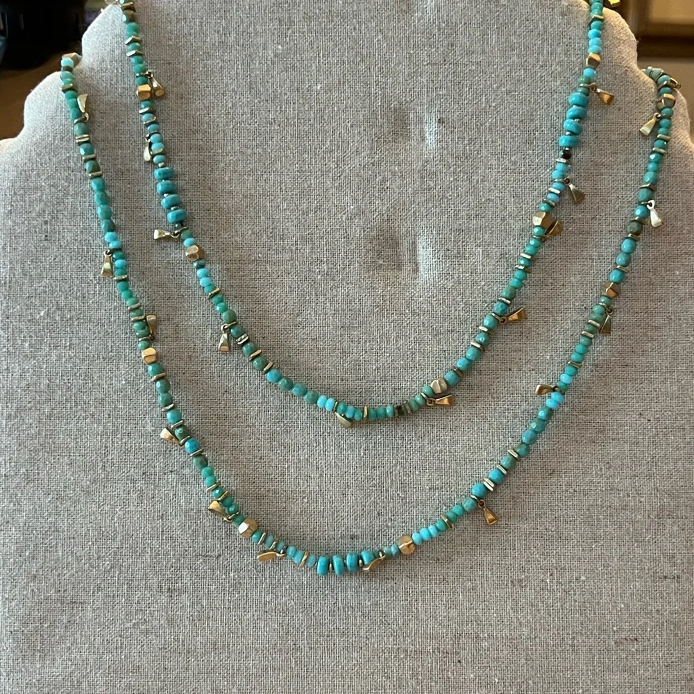 Stella & Dot Turquoise and Gold Beaded versatile Necklace or bracelet - Picture 4 of 6